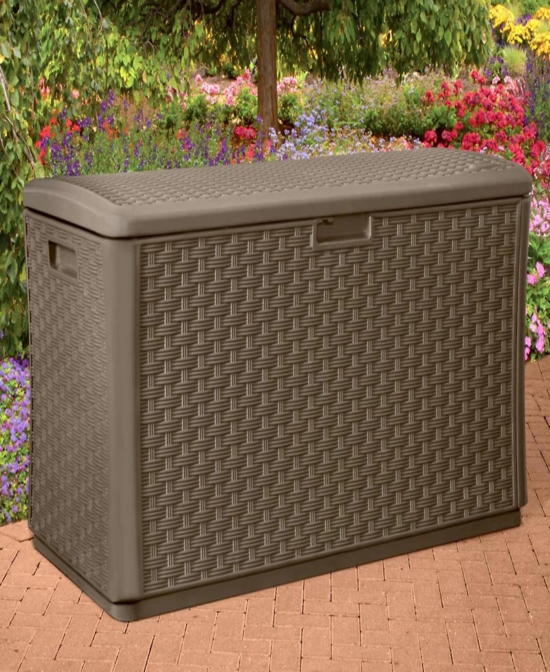 Suncast 134 Gallon All-Weather Uv-Resistant Outdoor Patio Storage Deck Box, Java