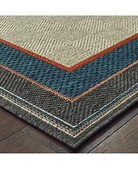 Oriental Weavers Latitude 8021L Gray 7'10" x 10' Outdoor Area Rug
