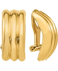 Ridge Textured Half Hoop Clip-On Earrings Set in 14k Gold or 14k White Gold