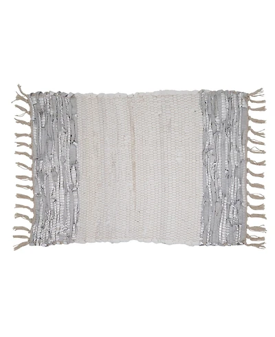 Saro Lifestyle Striped Leather Chindi Placemat Set of 4