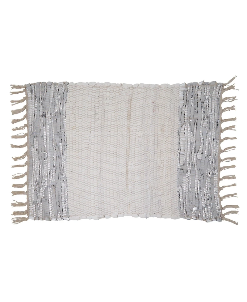 Saro Lifestyle Striped Leather Chindi Placemat Set of 4