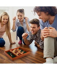 Hey Play Shut The Box Game - Classic Number Wooden Set With Dice Included-Old Fashioned