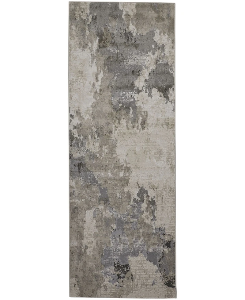 Feizy Prasad R3970 Gray 2'10" x 7'10" Runner Rug