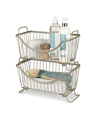 Spectrum Diversified Ashley Stackable Wire Basket with Raised Feet and Looped Handles, Small