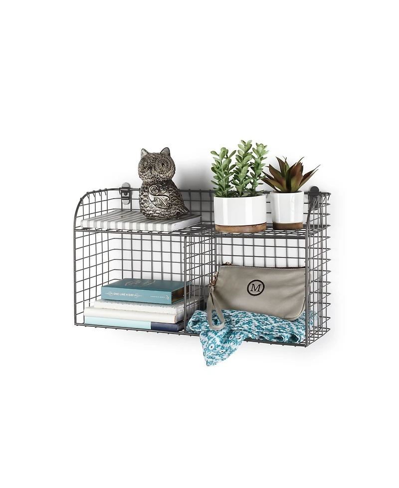 Spectrum Vintage-like Living Wall Mount Double Bin with Shelf