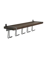 Spectrum Vintage-like Living Wall Mount 5-Hook Wood Shelf