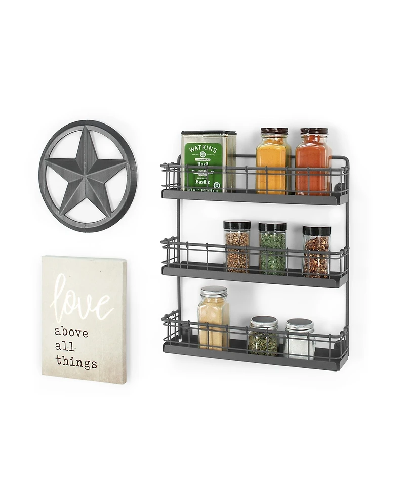 Spectrum Vintage-like Living Wall Mount 3-Tier Spice Rack