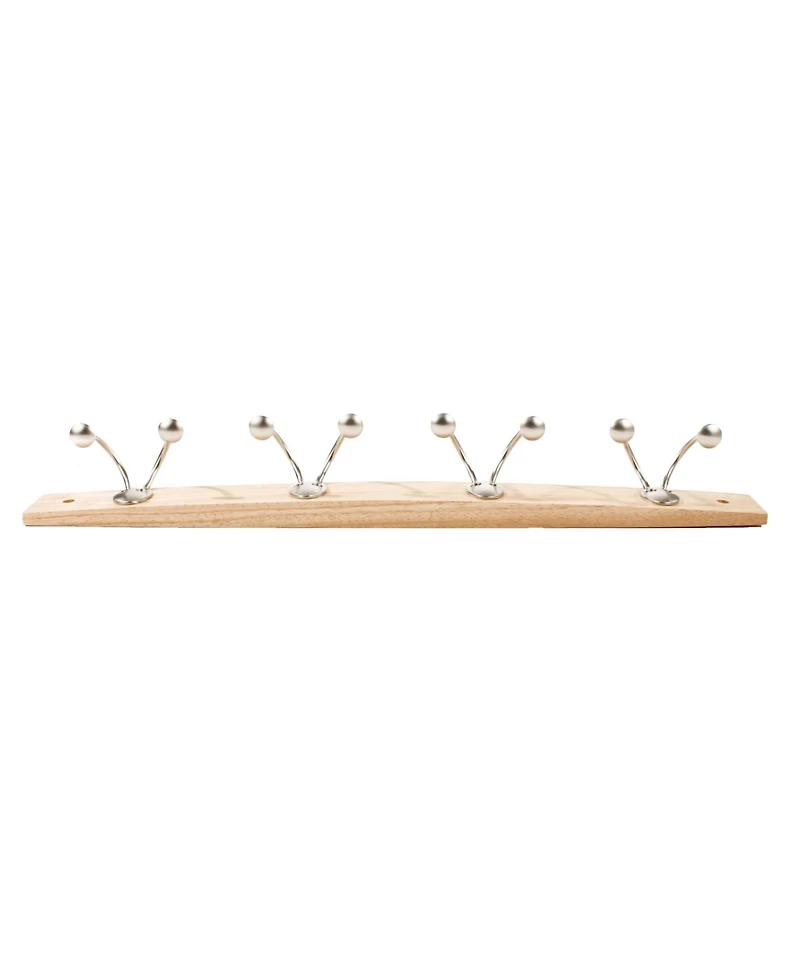 Spectrum Stratford Wall Mount 4-Double Hook Wood Rack