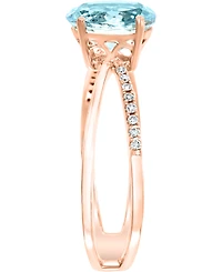 Lali Jewels Aquamarine (1-1/16 ct. t.w.) & Diamond (1/20 Crisscross Statement Ring 14k Rose Gold