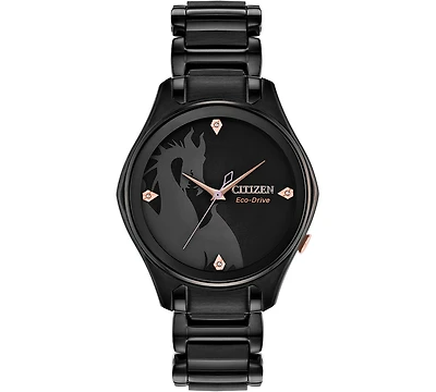 Disney by Citizen Maleficent Diamond-Accent Black Stainless Steel Bracelet Watch 34mm