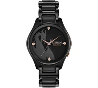 Disney by Citizen Maleficent Diamond-Accent Black Stainless Steel Bracelet Watch 34mm