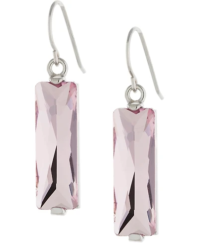 Color Crystal Rectangle Drop Earrings Sterling Silver