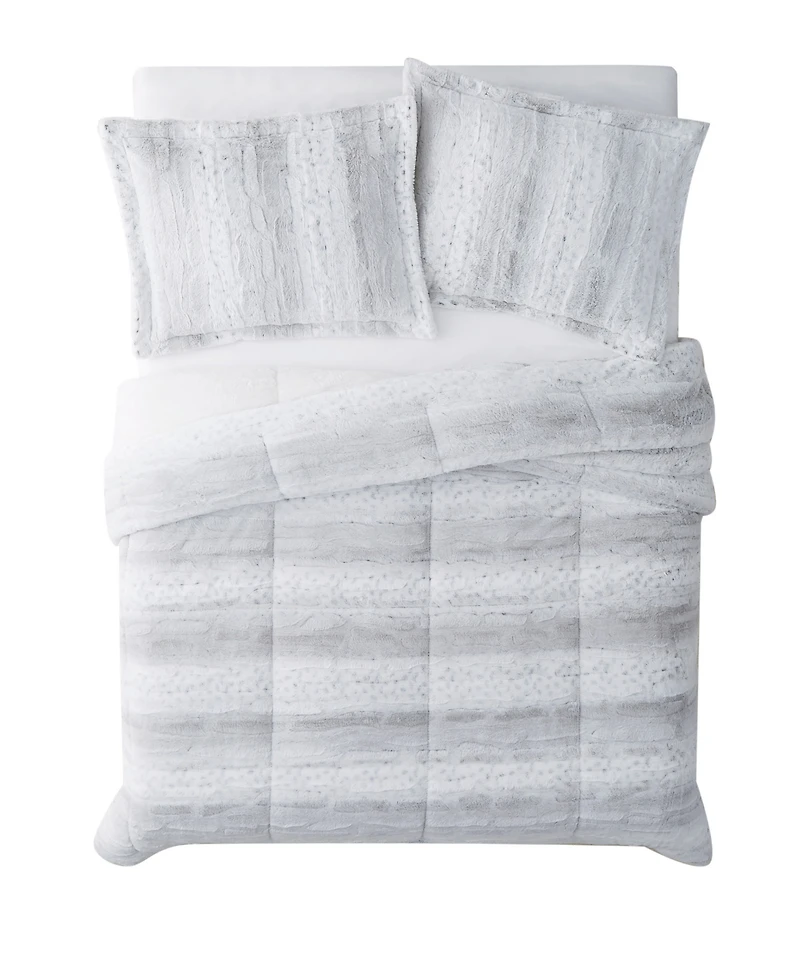 Christian Siriano New York Snow Leopard 3 Piece Comforter Set, King