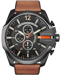 Diesel Men's Only The Brave Brown Leather Strap Watch 51x59mm