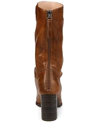 Journee Collection Women's Sequoia Rouched Block Heel Mid Shaft Boots