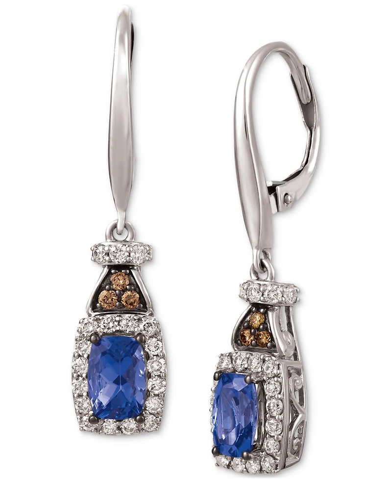 Le Vian Blueberry Tanzanite (3/4 ct. t.w.) & Diamond (3/8 ct. t.w.) Leverback Drop Earrings in 14k White Gold (Also available in 14K Gold)
