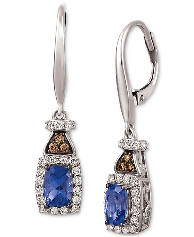 Le Vian Blueberry Tanzanite (3/4 ct. t.w.) & Diamond (3/8 ct. t.w.) Leverback Drop Earrings in 14k White Gold (Also available in 14K Gold)