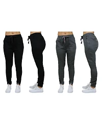 Galaxy By Harvic Women's Basic Stretch Twill Joggers, Pack of 2