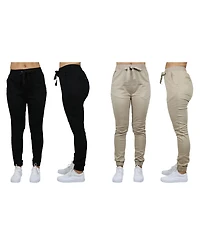 Galaxy By Harvic Women's Basic Stretch Twill Joggers, Pack of 2