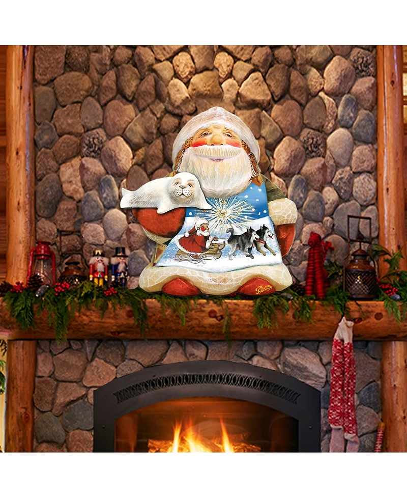 Designocracy Northern Light Santa Christmas Door Hanger