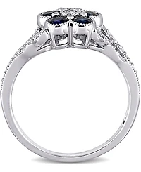 Sapphire (4/5 ct. t.w.) & Diamond (1/6 Flower Ring 10k White Gold