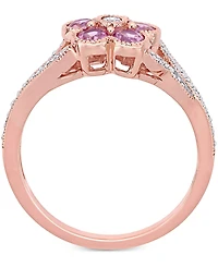 Pink Sapphire (3/4 ct. t.w.) & Diamond (1/6 Flower Ring 10k Rose Gold