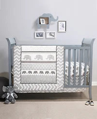 The Peanutshell Elephant Walk 3 Piece Baby Nursery Crib Bedding Set, Quilt, Fitted Crib Sheet, and Dust Ruffle