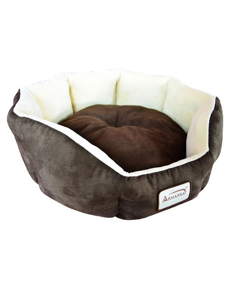 Armarkat Cozy Pet Bed for Cats and Extra Small Dogs, Mocha/Beige