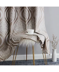 Hlc.me Montero Damask 100% Complete Blackout Shading Thermal Insulated Energy Efficient Heat/Cold Blocking Grommet Heavy Curtain Drapery Panels for Li