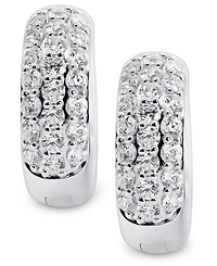 Arabella Cubic Zirconia Small Huggie Hoop Earrings in Sterling Silver