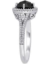 Diamond Oval Black Halo Engagement Ring (1 ct. t.w.) 14k White Gold
