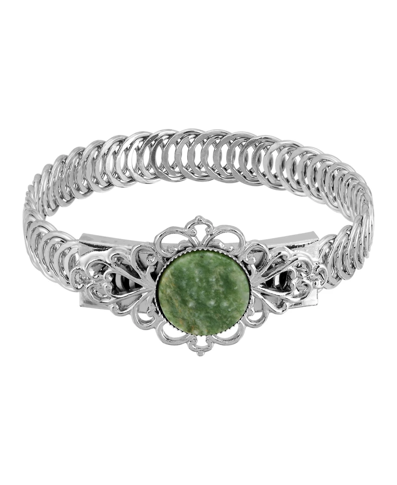 2028 Silver-Tone Semi Precious Belt Bracelet
