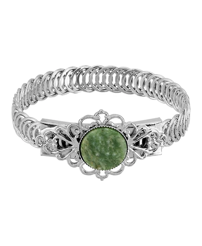 2028 Silver-Tone Semi Precious Belt Bracelet