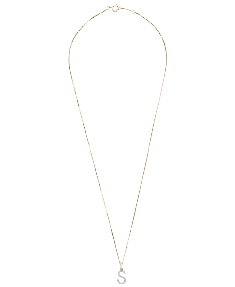 Diamond Initial Pendant Necklace (1/10 ct. t.w.) in 14k Gold, 17" + 1" Extender