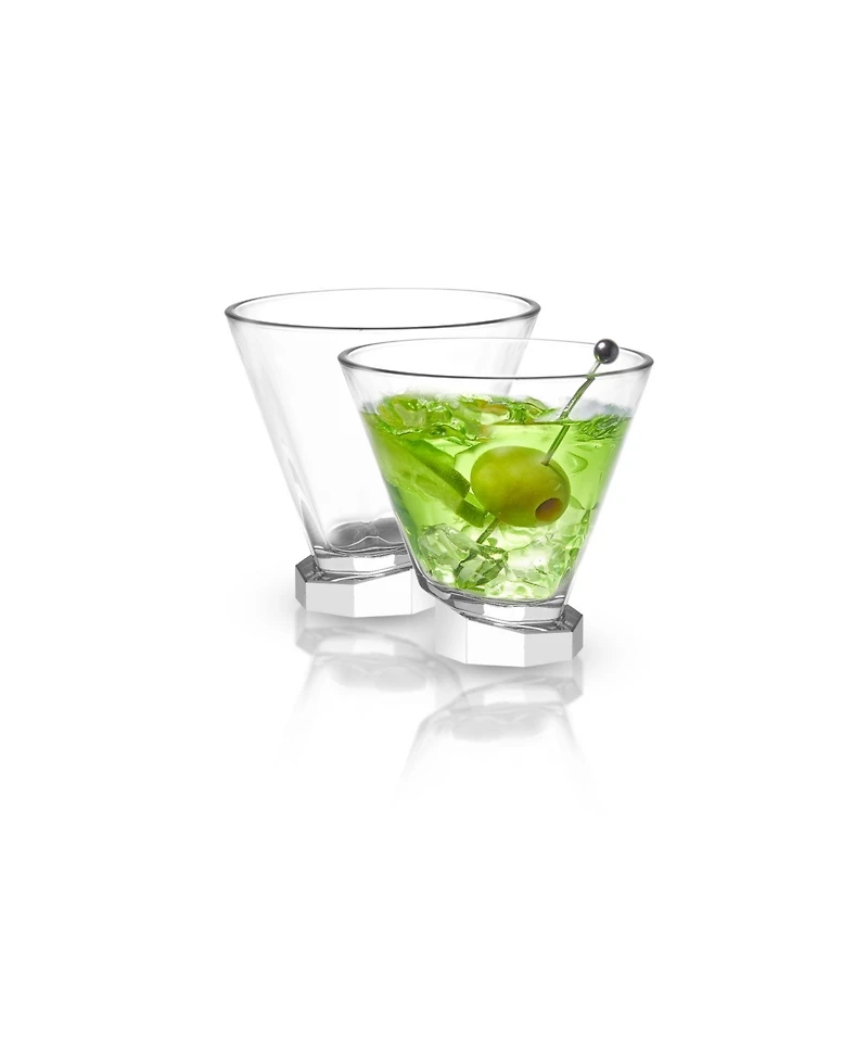 Joyjolt Aqua Vitae Off Base Octagon Martini Glasses, Set of 2