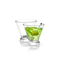 Joyjolt Aqua Vitae Off Base Octagon Martini Glasses, Set of 2