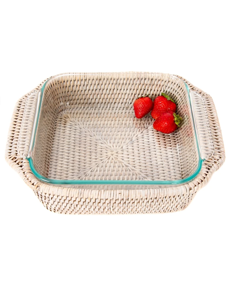 Artifacts Trading Company Artifacts Rattan Square Baker Basket, with Pyrex