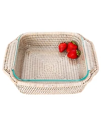 Artifacts Trading Company Artifacts Rattan Square Baker Basket, with Pyrex