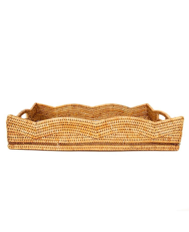 Artifacts Trading Company Rattan Scallop Collection Rectangular Tray