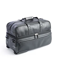 Royce New York Pebbled Leather Rolling Weekender Duffel Bag