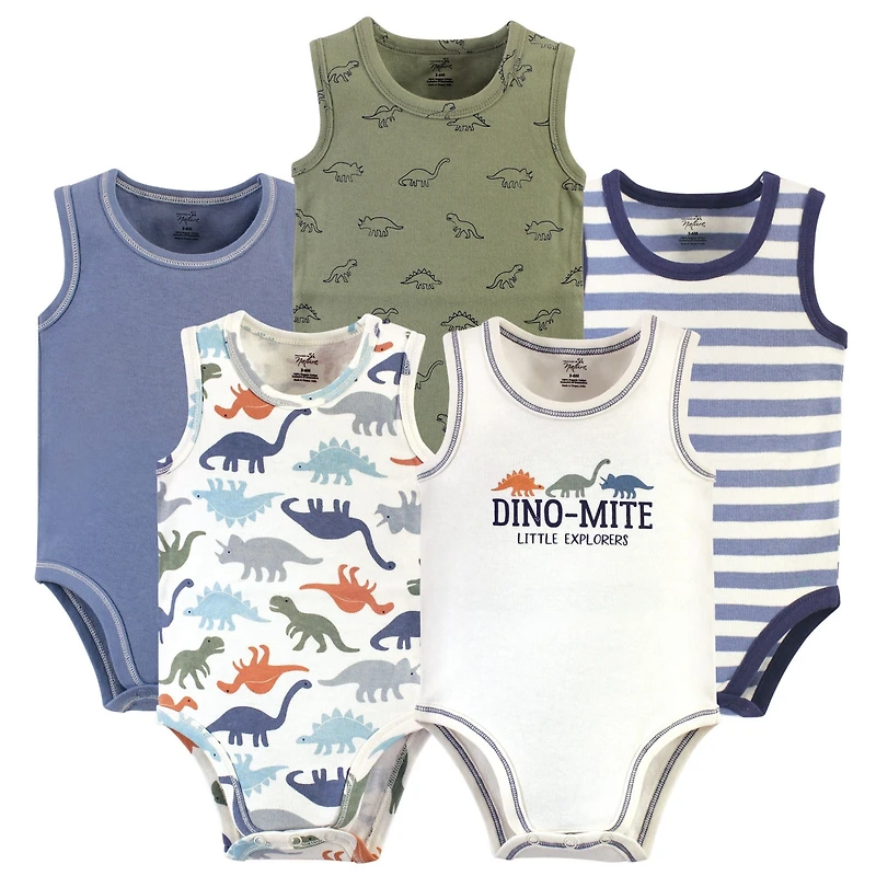 Touched by Nature Baby Boys Five-Piece Organic Cotton Sleeveless Onesies