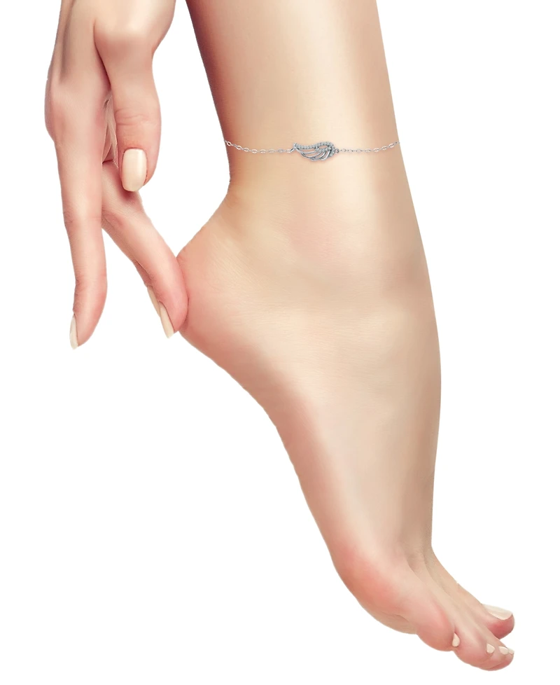 Giani Bernini Cubic Zirconia Wing Chain Ankle Bracelet, Created for Macy's