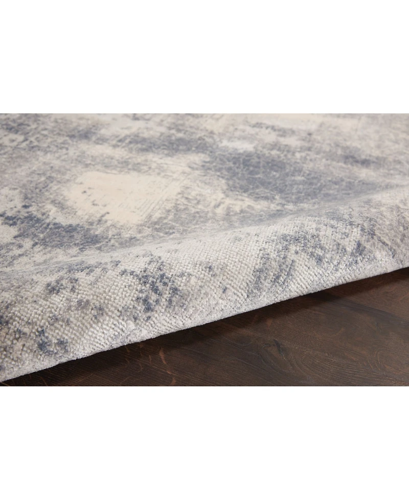 Nourison Home Rustic Textures RUS02 Blue and Ivory 5'3" x 7'3" Area Rug