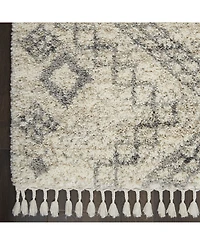 Nourison Home Oslo Shag OSL02 Ivory and Gray 5'3" x 7'9" Area Rug