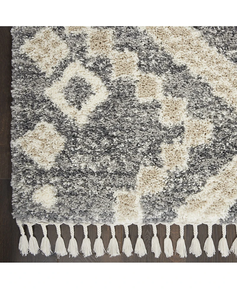 Nourison Home Oslo Shag OSL02 Gray and Ivory 5'3" x 7'9" Area Rug