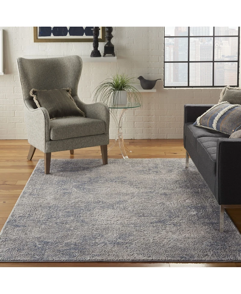 Nourison Home Rustic Textures RUS09 Ivory and Mist 5'3" x 7'3" Area Rug