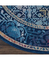 Nourison Home Ankara Global ANR04 Blue and Multi 4' Round Rug