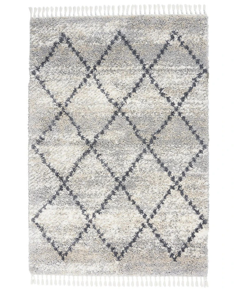 Nourison Home Oslo Shag OSL01 Silver 4' x 6' Area Rug