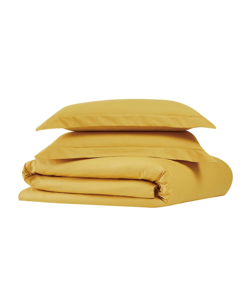 Brooklyn Loom Solid Cotton Percale -Pc. Duvet Cover Set