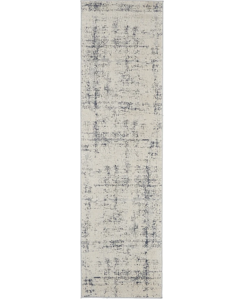Nourison Home Rustic Textures RUS06 Ivory and Blue 2'2" x 7'6" Runner Rug